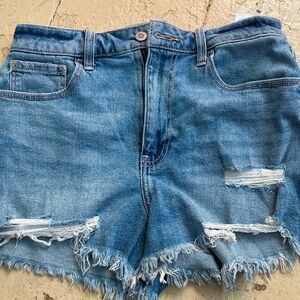 Hollister women's Blue Denim Distressed Shorts